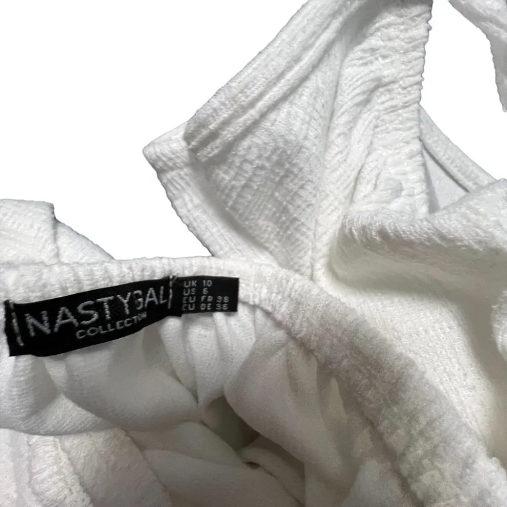 Nasty Gal Size US 6 White Maxi Dress Tie and Cutout in Back Tiered Summer Layer - Picture 5 of 6